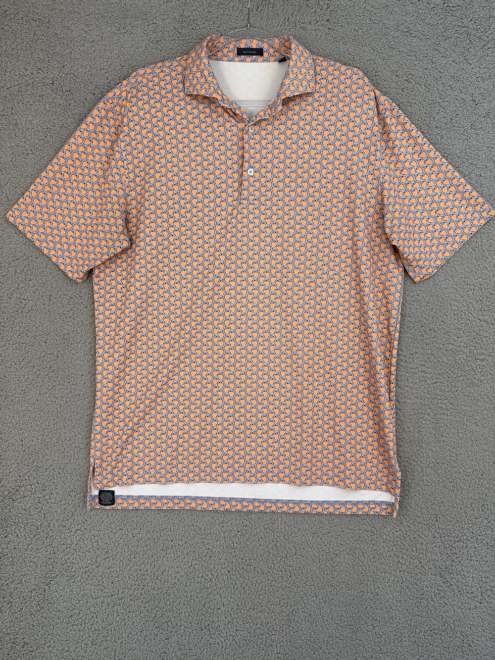 Turtleson Men's Large Orange Peach AOP short sleeve golf shirt Performance